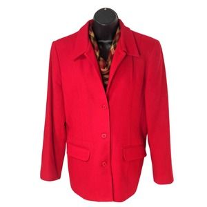 Women Norton McNaughton Petites Coat Jacket Red 100% Wool Below Hip Size 10P